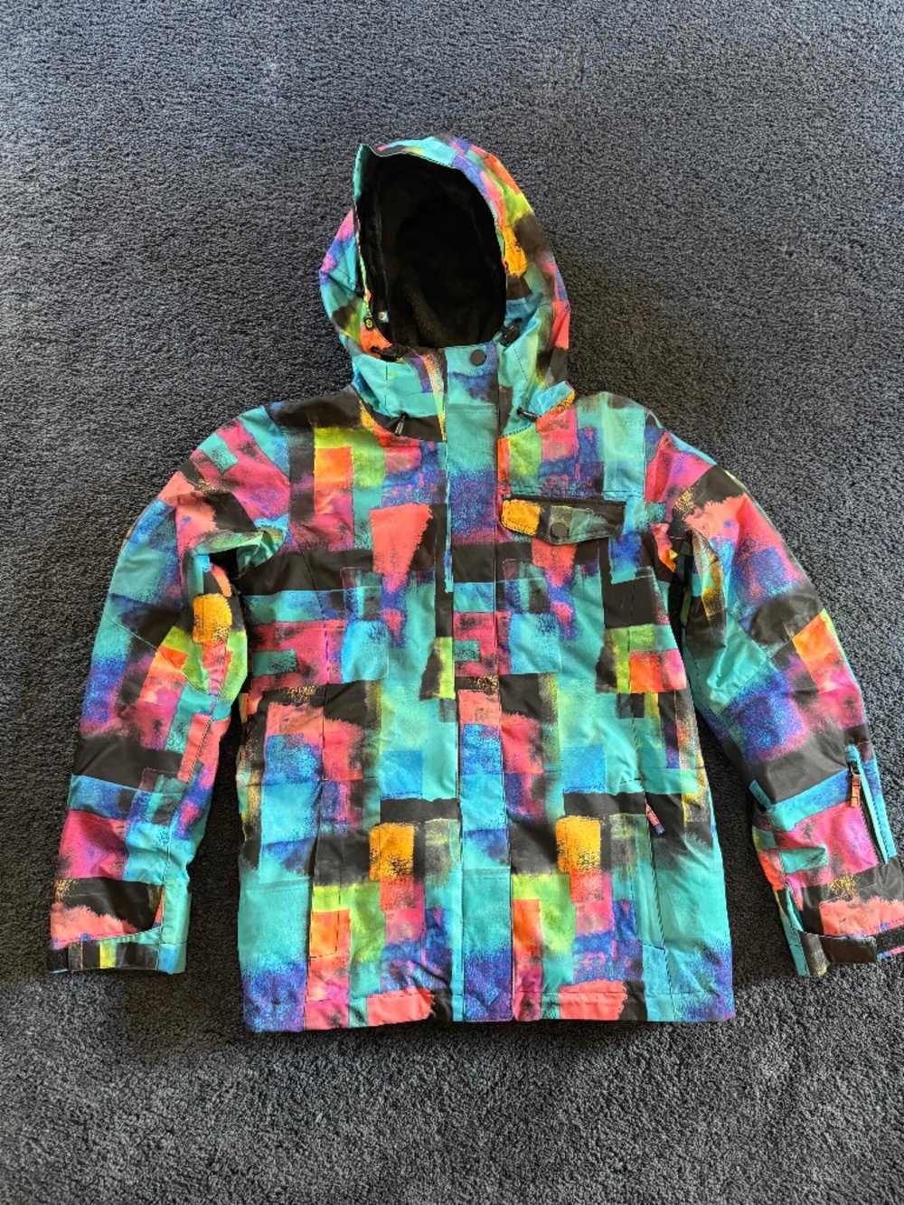 Roxy DriFlight ski/snowboard hooded jacket w/black fleece liner women's MEDIUM